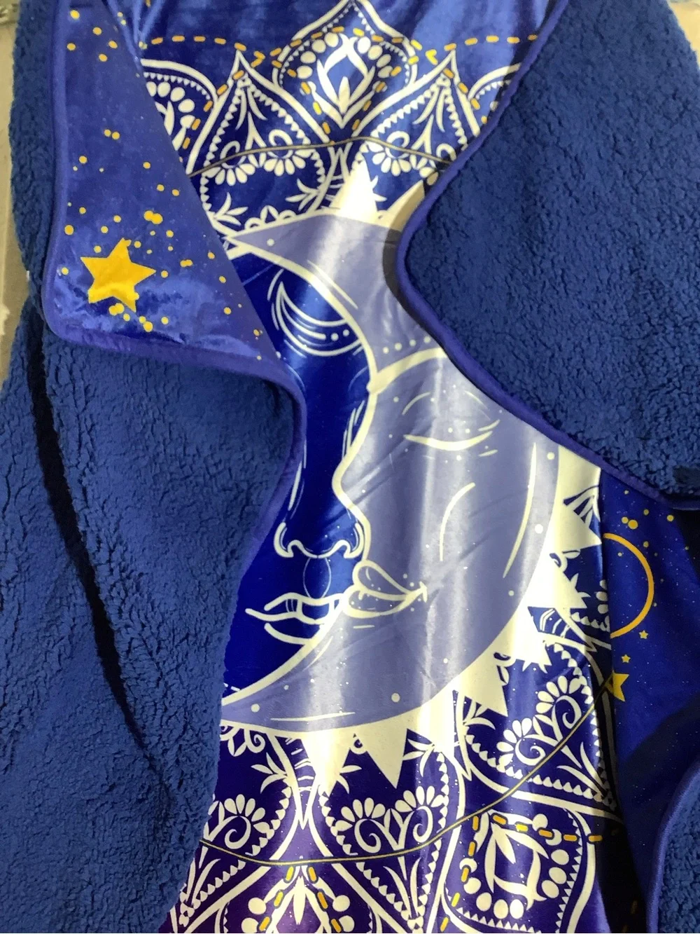 Celestial Whimsical Sun, Moon, Stars Be Wild Moon Child Graphic Blanket 50x60